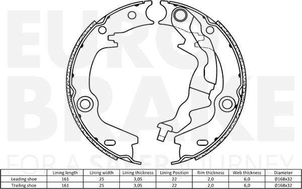 Eurobrake 58492735817 - Комплект тормозных колодок, барабанные autospares.lv