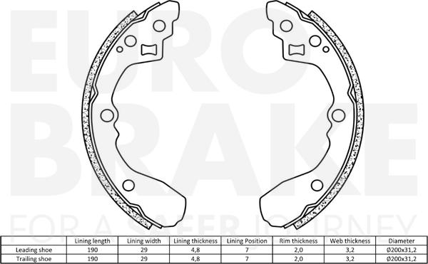 Eurobrake 58492735744 - Комплект тормозных колодок, барабанные autospares.lv