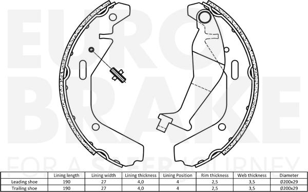 Eurobrake 58492736752 - Комплект тормозных колодок, барабанные autospares.lv