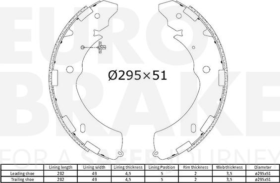 Eurobrake 58492730842 - Комплект тормозных колодок, барабанные autospares.lv