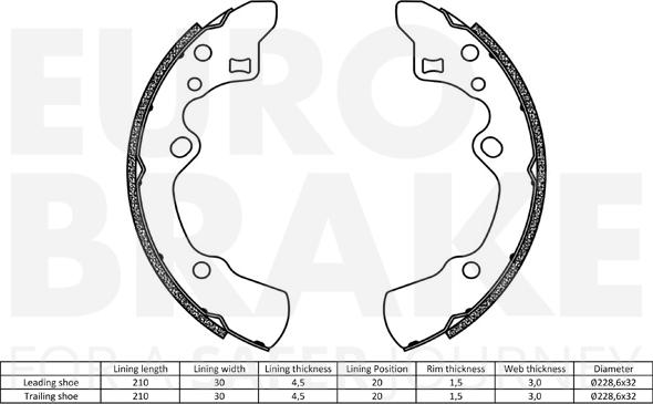 Eurobrake 58492732496 - Комплект тормозных колодок, барабанные autospares.lv