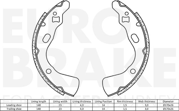 Eurobrake 58492732507 - Комплект тормозных колодок, барабанные autospares.lv