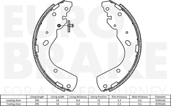 Eurobrake 58492725665 - Комплект тормозных колодок, барабанные autospares.lv