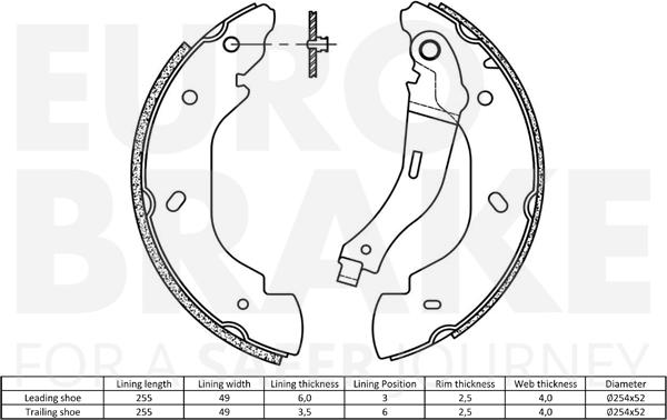 Eurobrake 58492725676 - Комплект тормозных колодок, барабанные autospares.lv