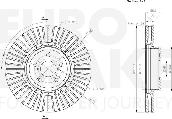 Eurobrake 5815314419 - Тормозной диск autospares.lv