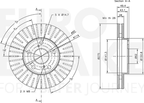 Eurobrake 5815314549 - Тормозной диск autospares.lv