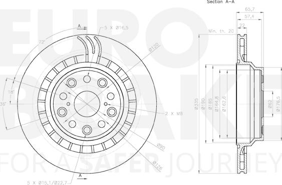 Eurobrake 58153145148 - Тормозной диск autospares.lv