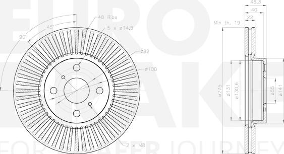 Eurobrake 58153145108 - Тормозной диск autospares.lv