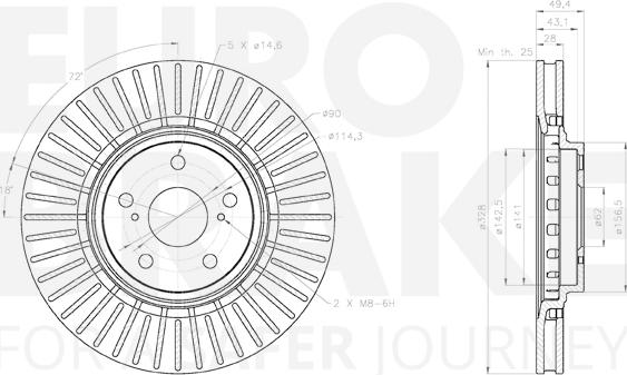 Eurobrake 58153145176 - Тормозной диск autospares.lv