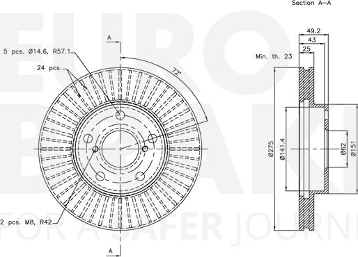 Eurobrake 5815314578 - Тормозной диск autospares.lv