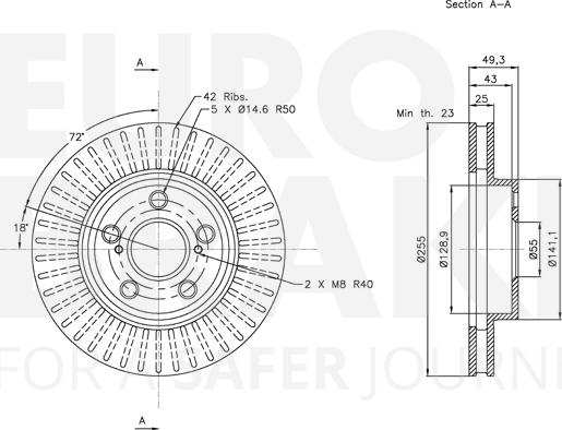 Eurobrake 5815314572 - Тормозной диск autospares.lv