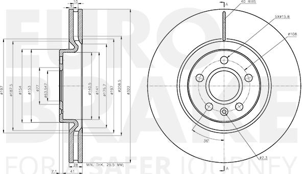 Eurobrake 5815314876 - Тормозной диск autospares.lv