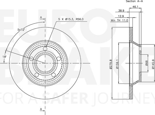 Eurobrake 5815314745 - Тормозной диск autospares.lv