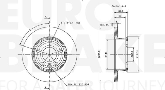 Eurobrake 5815314746 - Тормозной диск autospares.lv