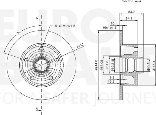 Eurobrake 5815314757 - Тормозной диск autospares.lv