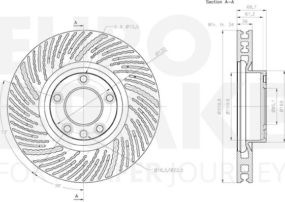 Eurobrake 58153147151 - Тормозной диск autospares.lv