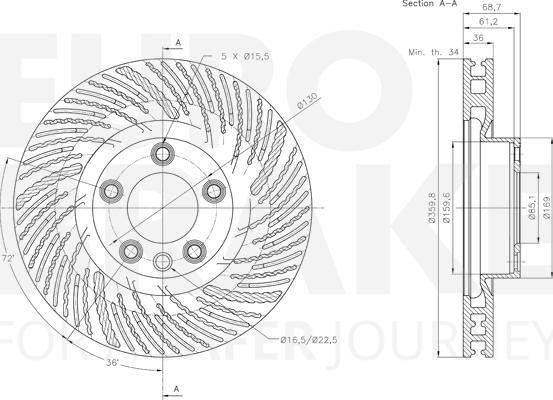 Eurobrake 58153147152 - Тормозной диск autospares.lv