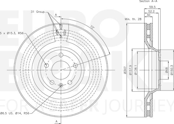 Eurobrake 58153147108 - Тормозной диск autospares.lv