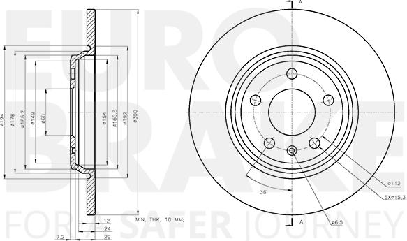 Eurobrake 58153147183 - Тормозной диск autospares.lv