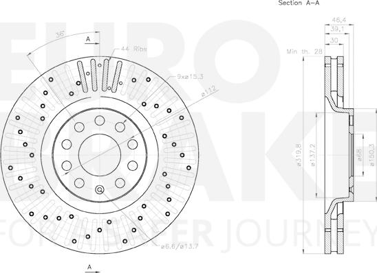 Eurobrake 58153147135 - Тормозной диск autospares.lv