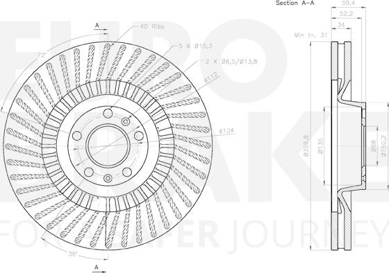 Eurobrake 58153147125 - Тормозной диск autospares.lv