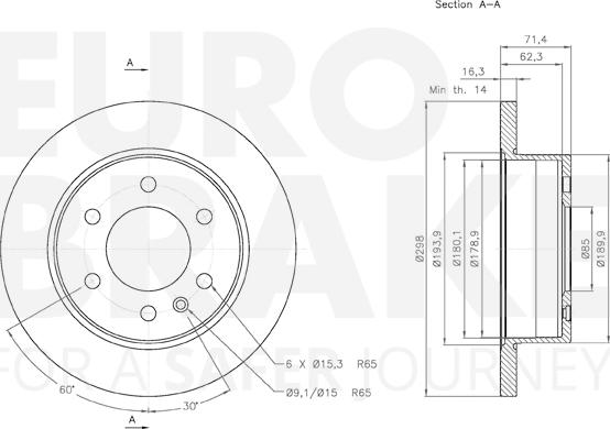 Eurobrake 58153147122 - Тормозной диск autospares.lv