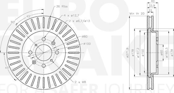 Eurobrake 5815315236 - Тормозной диск autospares.lv