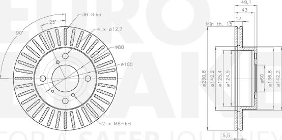 Eurobrake 5815315237 - Тормозной диск autospares.lv