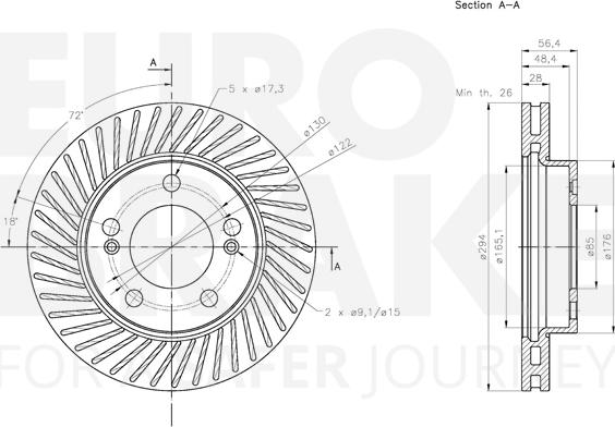 Eurobrake 5815315703 - Тормозной диск autospares.lv