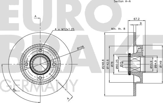 Eurobrake 5815311947 - Тормозной диск autospares.lv