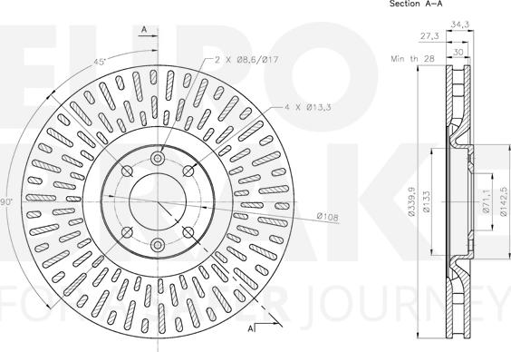 Eurobrake 5815311953 - Тормозной диск autospares.lv