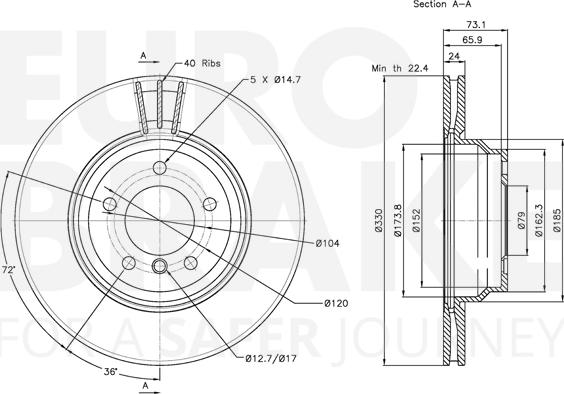 Eurobrake 5815311568 - Тормозной диск autospares.lv