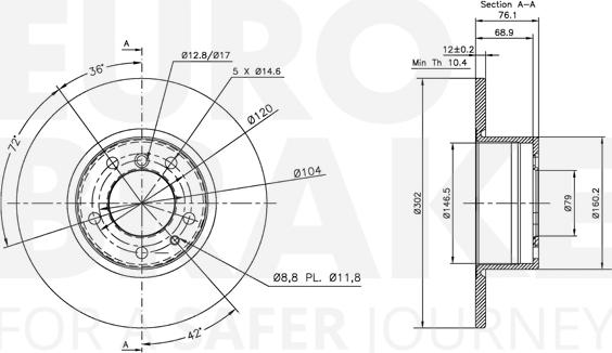 Eurobrake 5815311518 - Тормозной диск autospares.lv