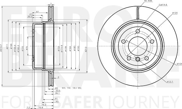 Eurobrake 58153115120 - Тормозной диск autospares.lv