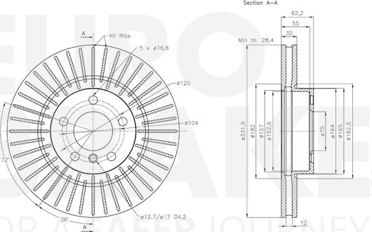 Eurobrake 5815311588 - Тормозной диск autospares.lv