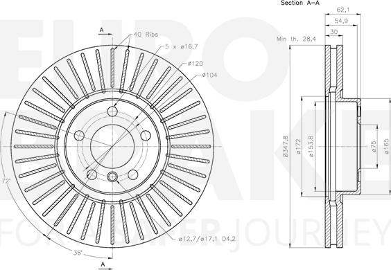 Eurobrake 5815311587 - Тормозной диск autospares.lv