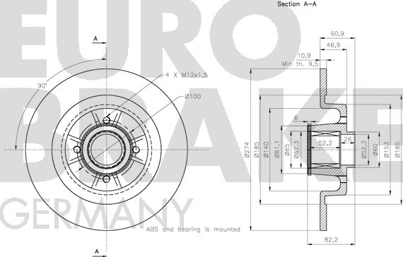 Eurobrake 5815313967 - Тормозной диск autospares.lv