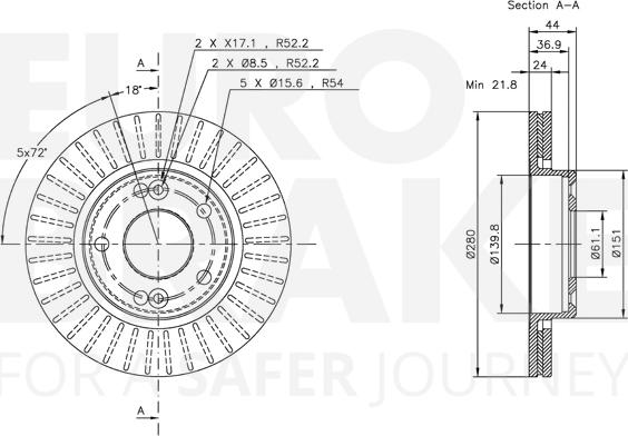 Eurobrake 5815313913 - Тормозной диск autospares.lv