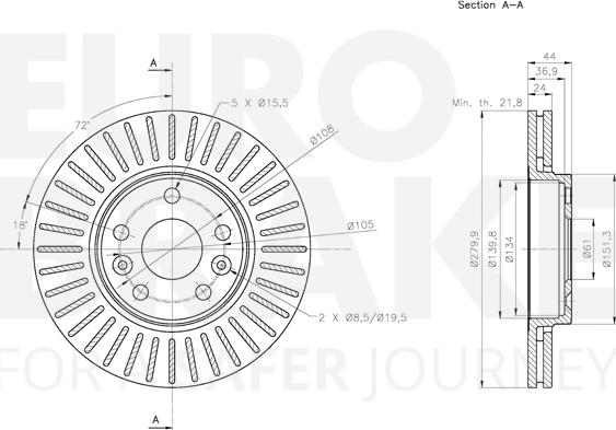 Eurobrake 5815313982 - Тормозной диск autospares.lv