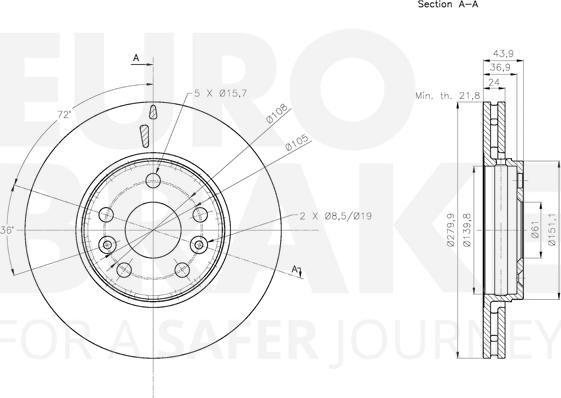 Eurobrake 5815313974 - Тормозной диск autospares.lv