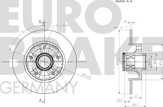 Eurobrake 5815313973 - Тормозной диск autospares.lv