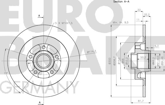 Eurobrake 5815313972 - Тормозной диск autospares.lv