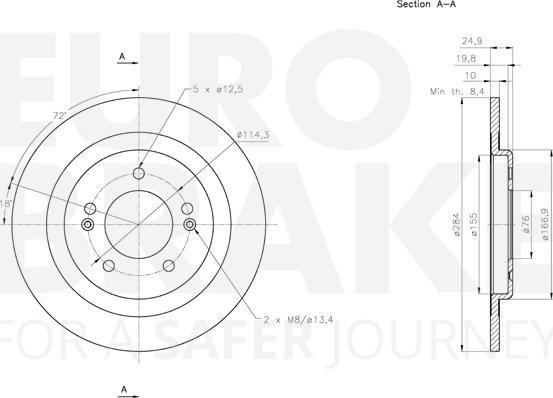 Eurobrake 5815313442 - Тормозной диск autospares.lv