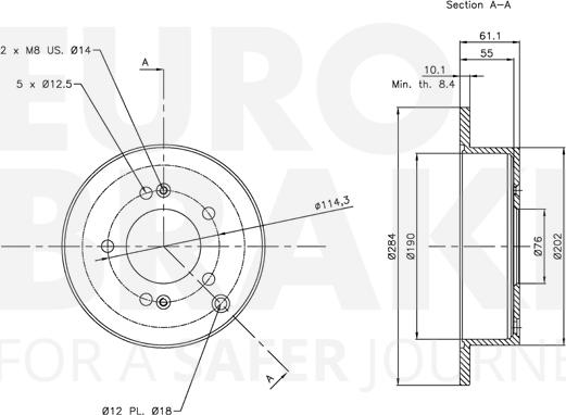 Eurobrake 5815313414 - Тормозной диск autospares.lv