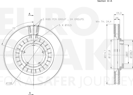 Eurobrake 5815313435 - Тормозной диск autospares.lv