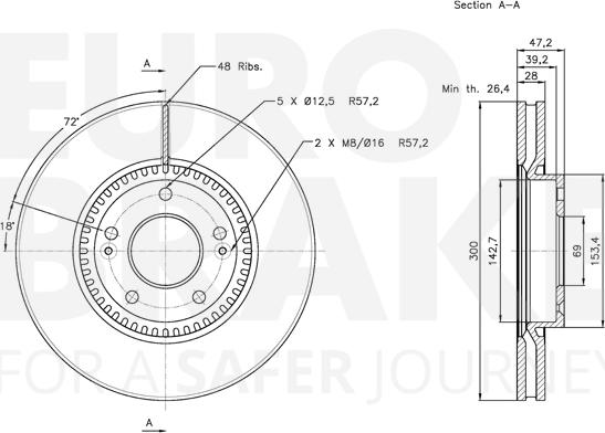 Eurobrake 5815313422 - Тормозной диск autospares.lv