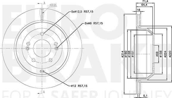 Eurobrake 5815313471 - Тормозной диск autospares.lv