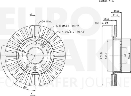 Eurobrake 5815313514 - Тормозной диск autospares.lv