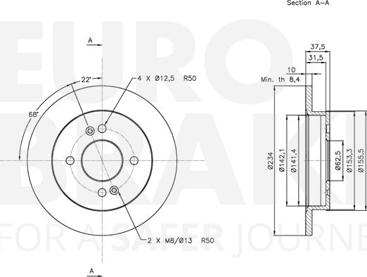 Eurobrake 5815313518 - Тормозной диск autospares.lv