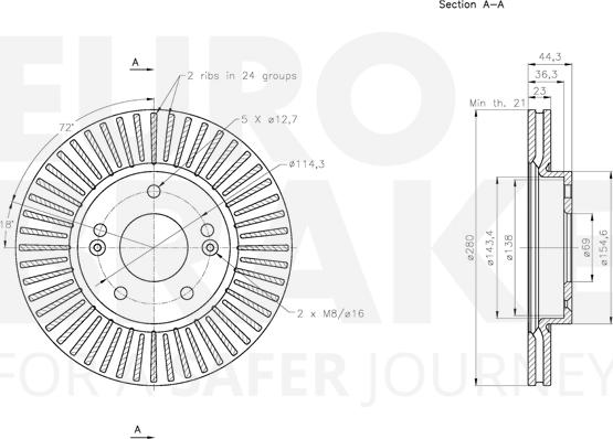 Eurobrake 5815313538 - Тормозной диск autospares.lv